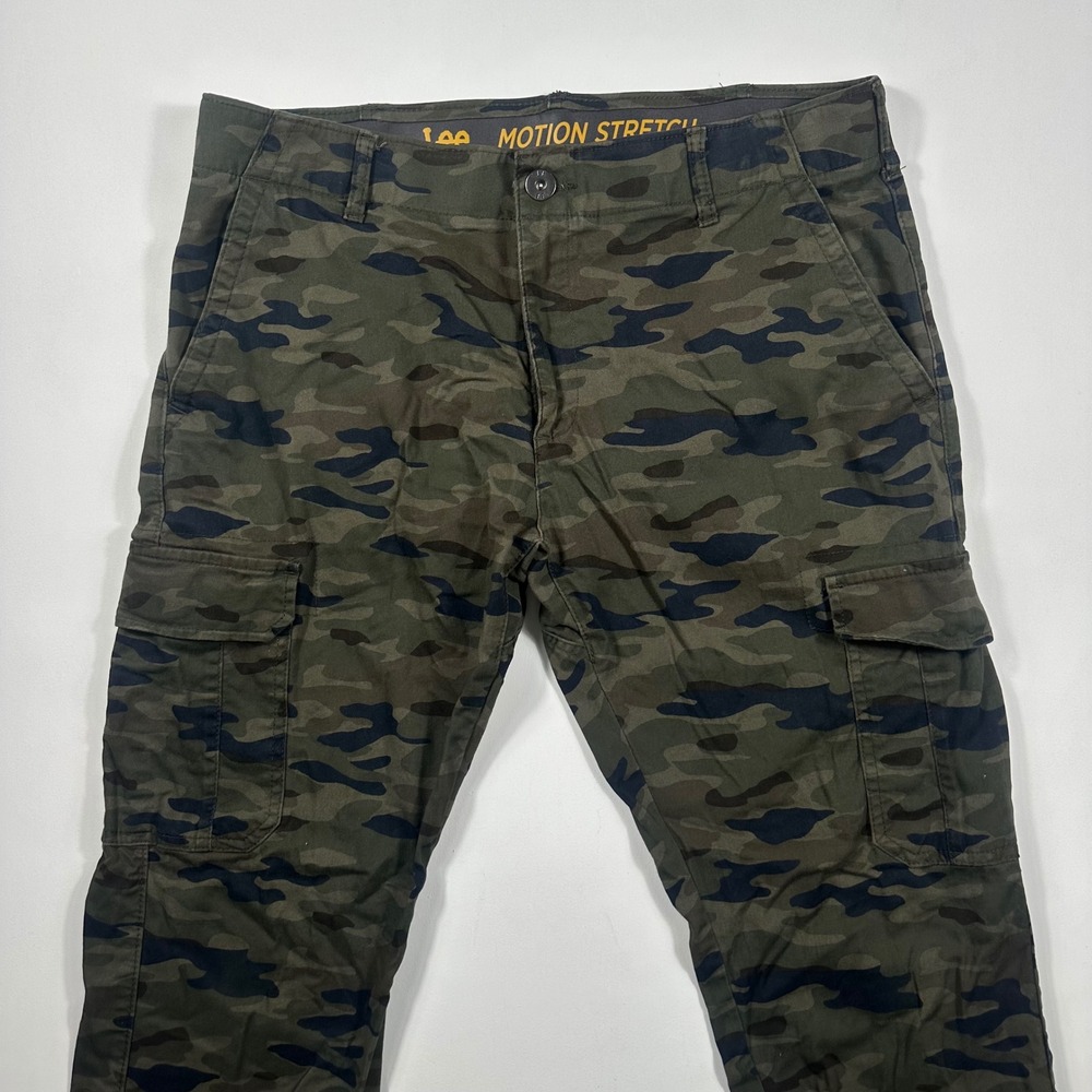 Lee Cargo Pants Mens 36x30 Motion Stretch Regular Straight Camo Green